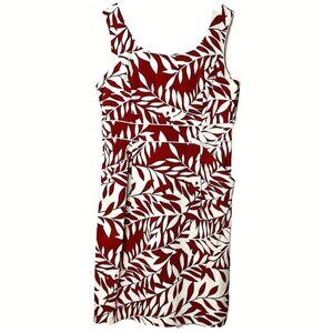 Tahari Tropical‎ Sheath Dress Size 12 Hawaiian Resort Leaf Print Pockets Lined